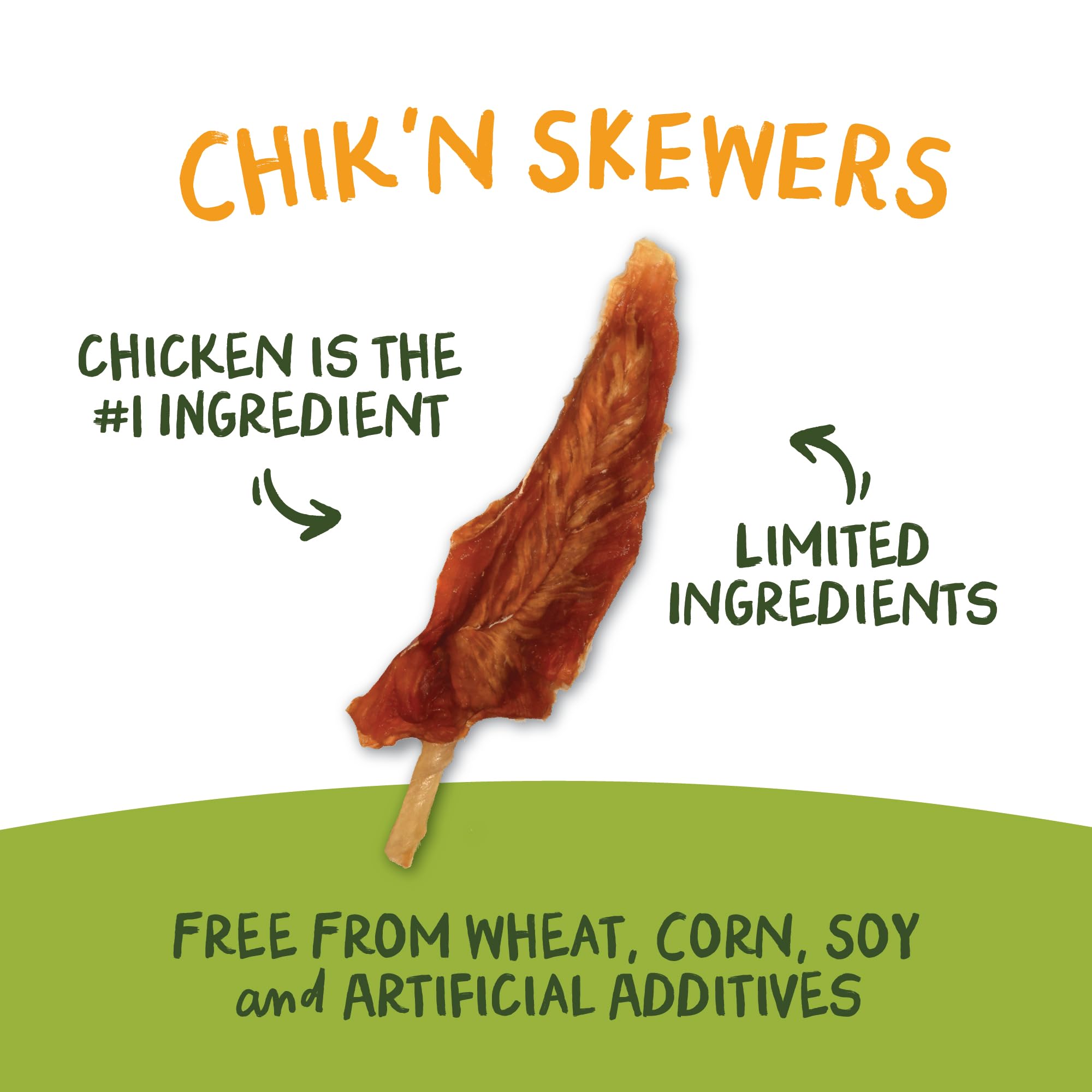 Pet 'n Shape Chik 'n Skewers chicken wrap closeup displaying chicken breast wrapped around rawhide