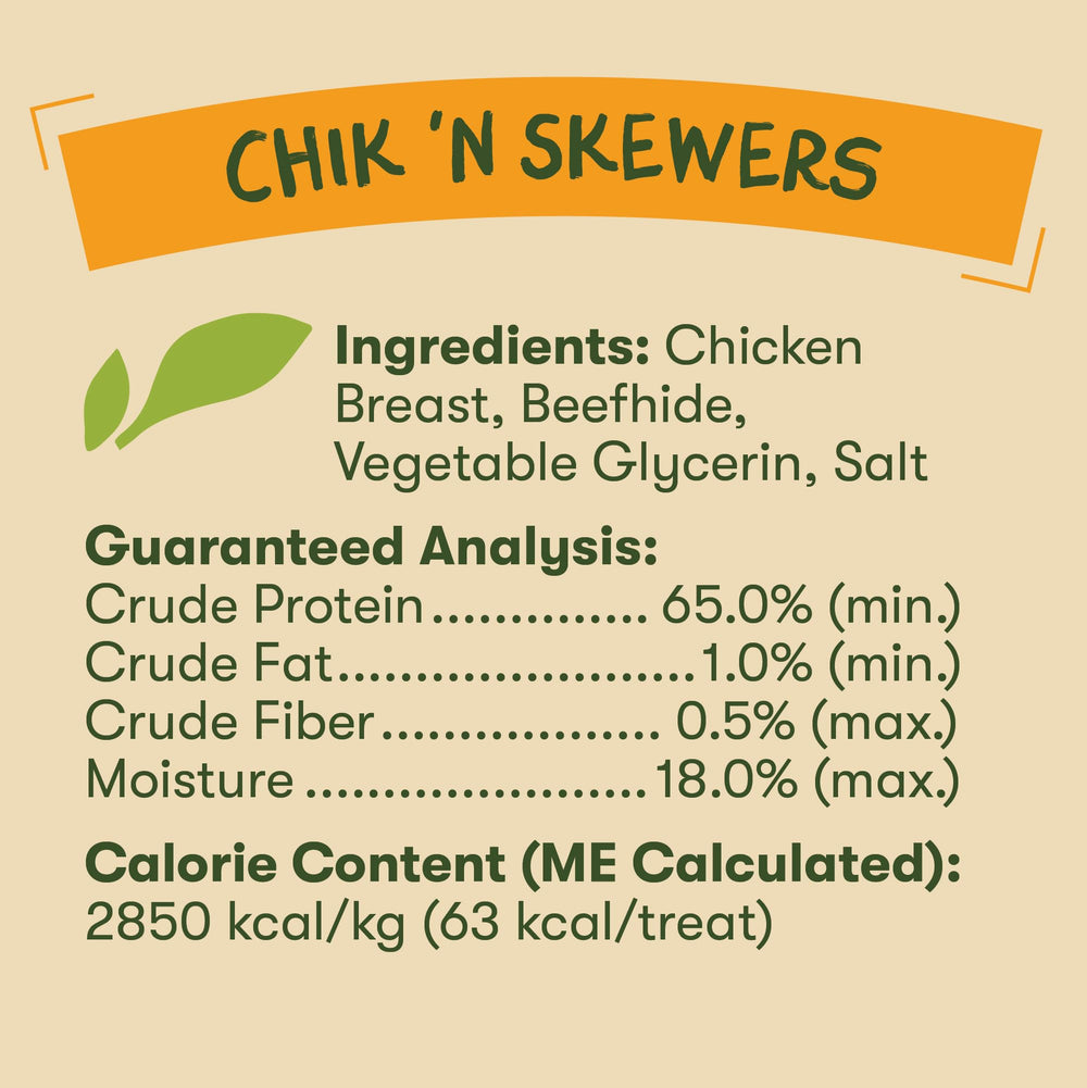 Dog enjoying the crunchy-chewy texture of Pet 'n Shape Chik 'n Skewers.