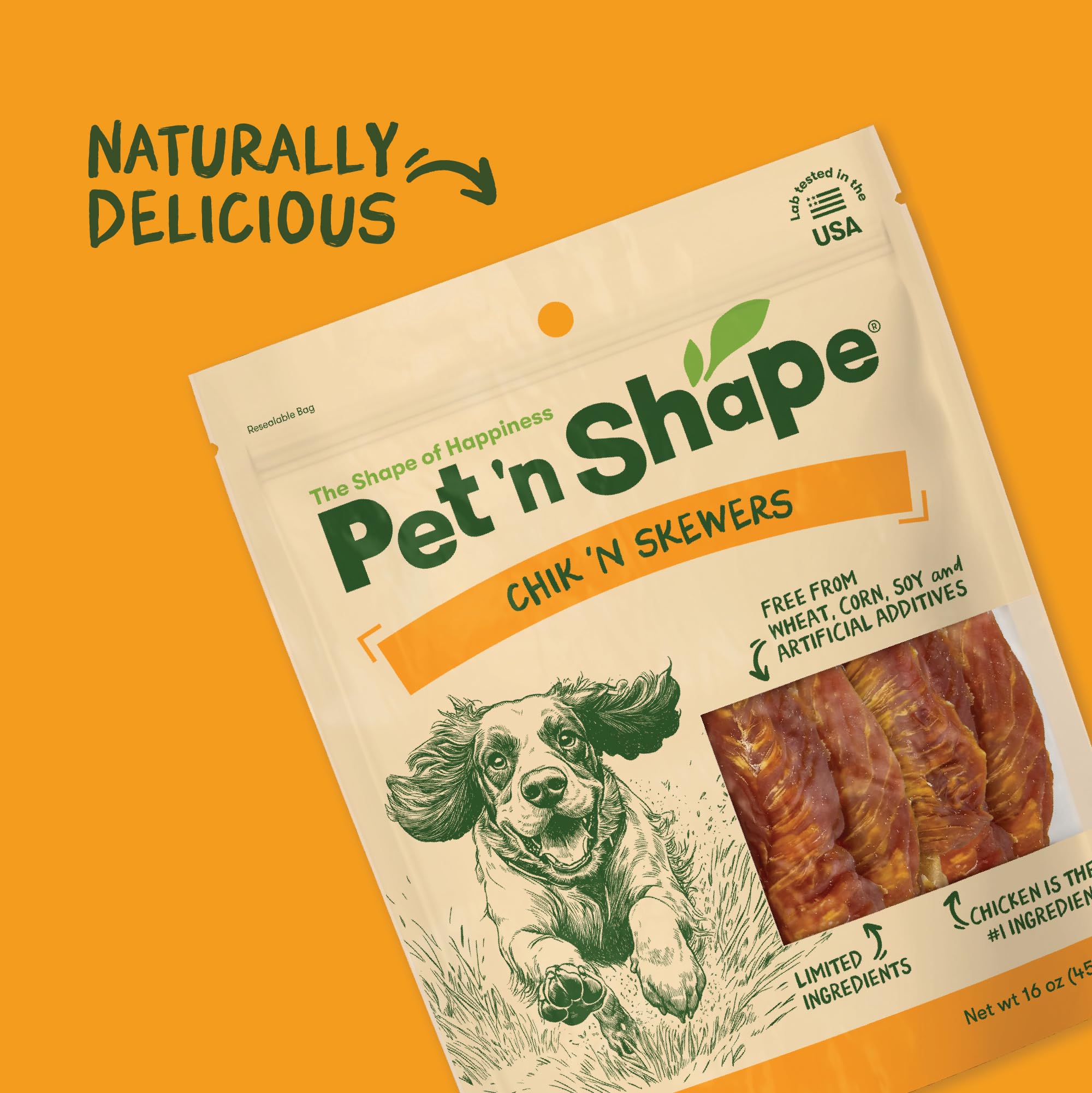 Pet 'n Shape Chik 'n Skewers resealable pack demonstrating convenient storage to maintain freshness