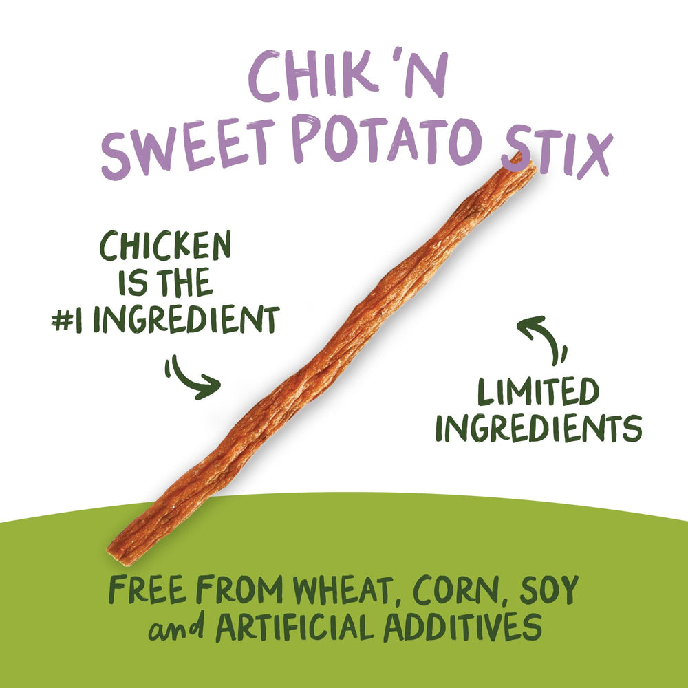 Pet 'n Shape Chik 'n Sweet Potato Stix highlights lean protein and fiber.
