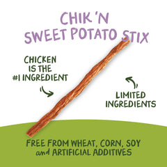Pet 'n Shape Chik 'n Sweet Potato Stix highlights lean protein and fiber.