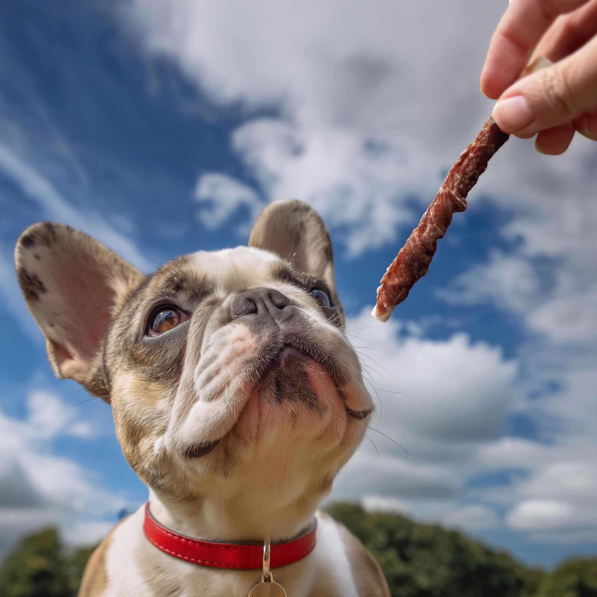 Dog of all life stages enjoys Pet 'n Shape treat.