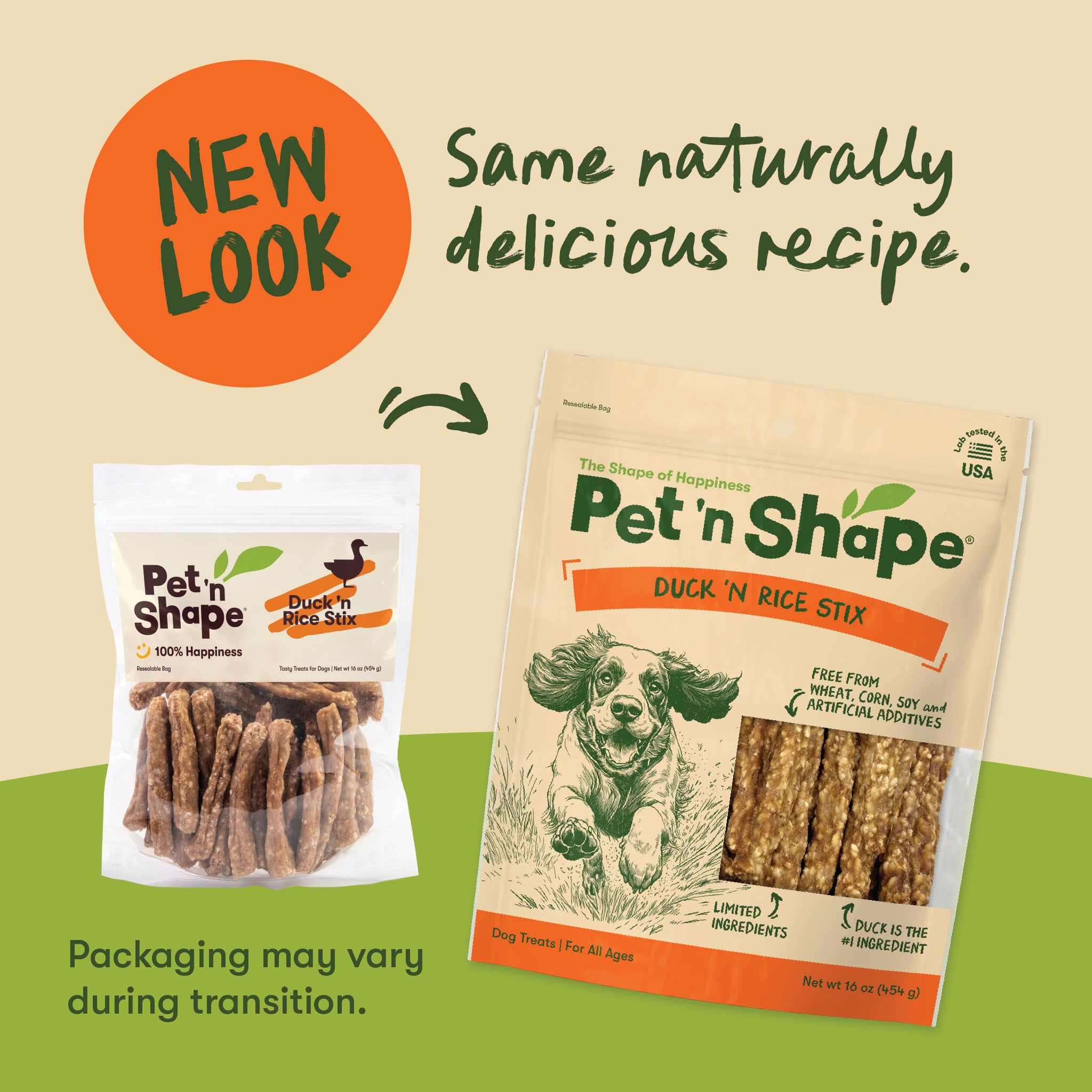 Pet 'n Shape Duck 'n Rice Stix training reward supports positive reinforcement.