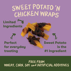 Pet 'n Shape natural chicken wrapped sweet potato bite close-up