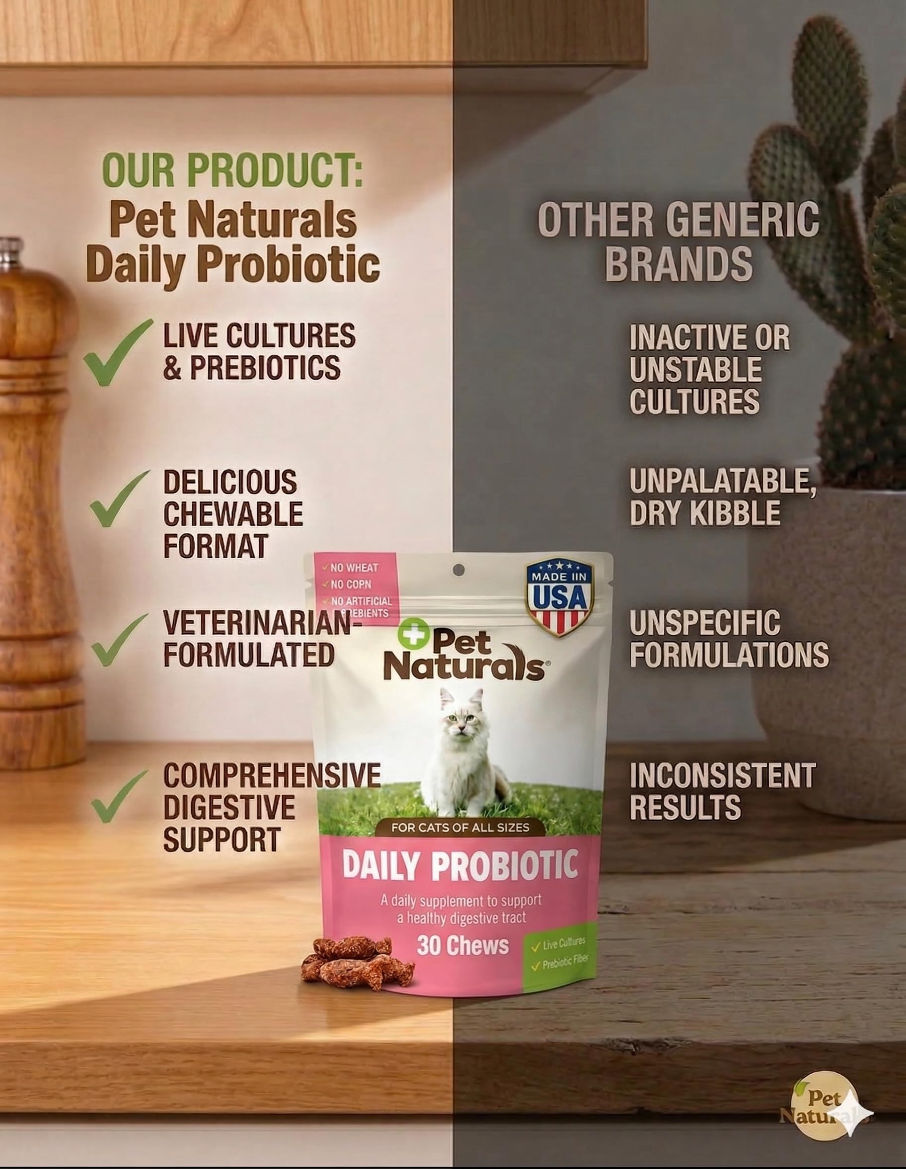 Pet Naturals 100-million-CFU chews label highlighting gut-friendly benefits