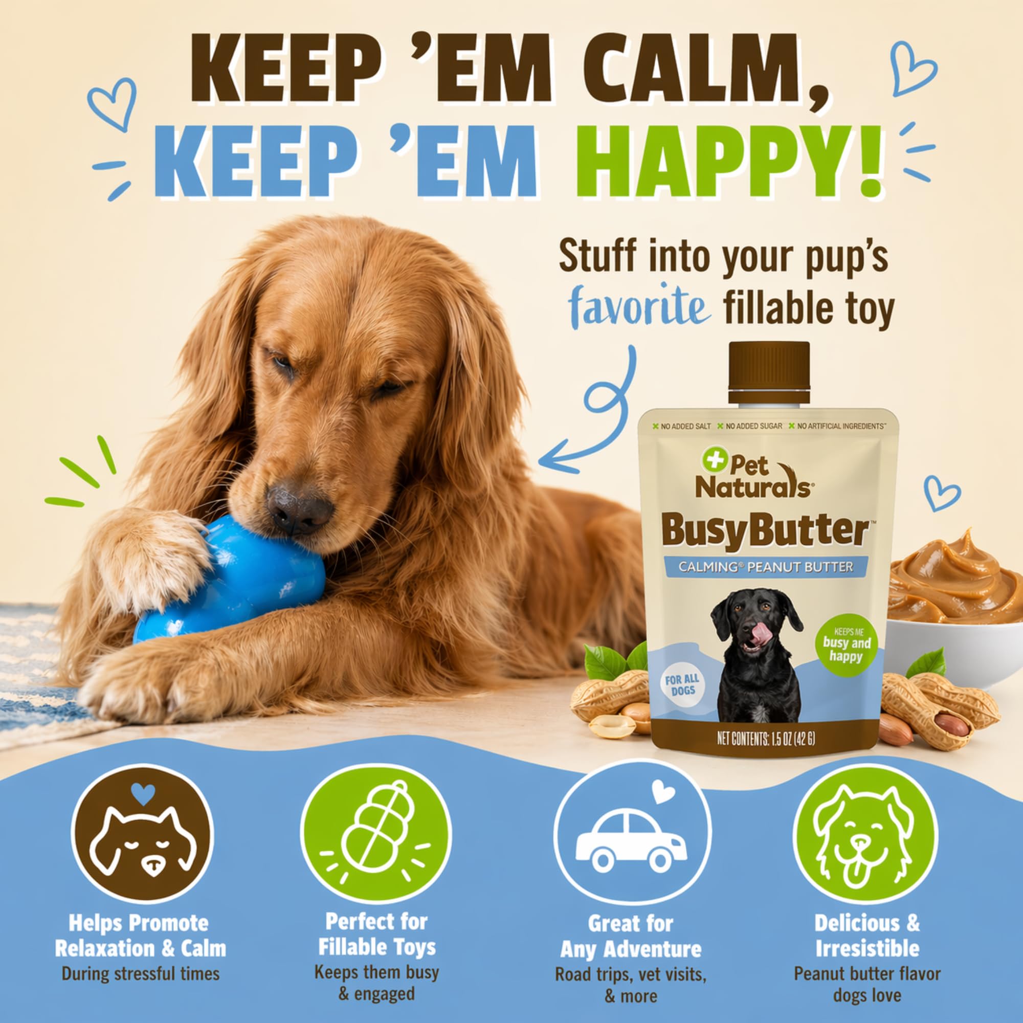 Pet Naturals BusyButter customizable dosing for all sizes.