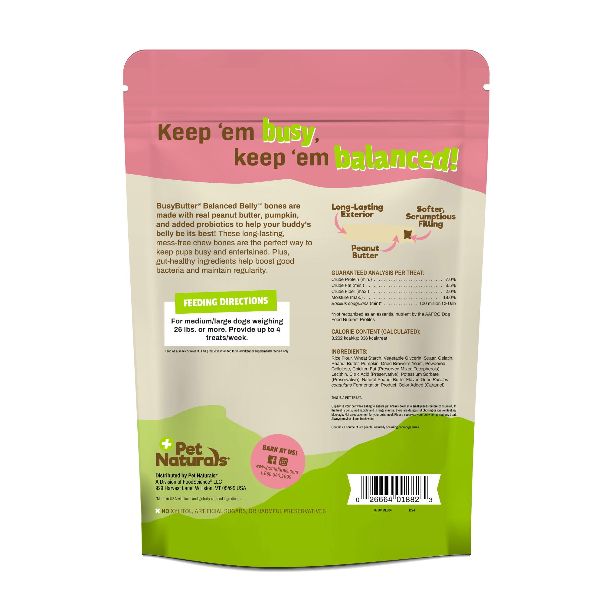 Pet Naturals BusyButter No artificial colors or dyes on clean label.