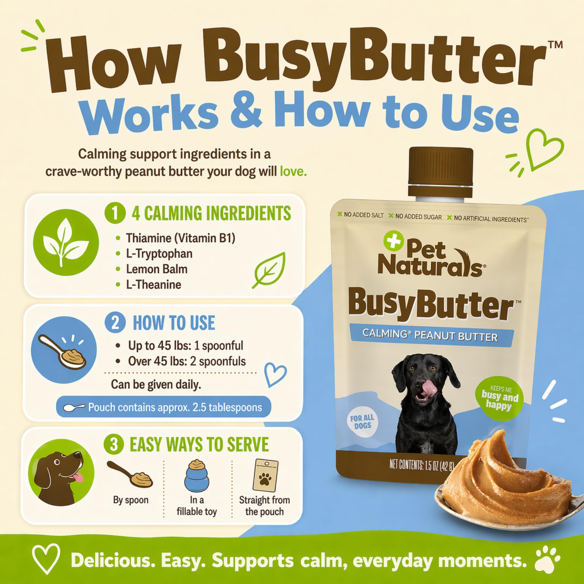 Pet Naturals BusyButter suitable for puppies and seniors.