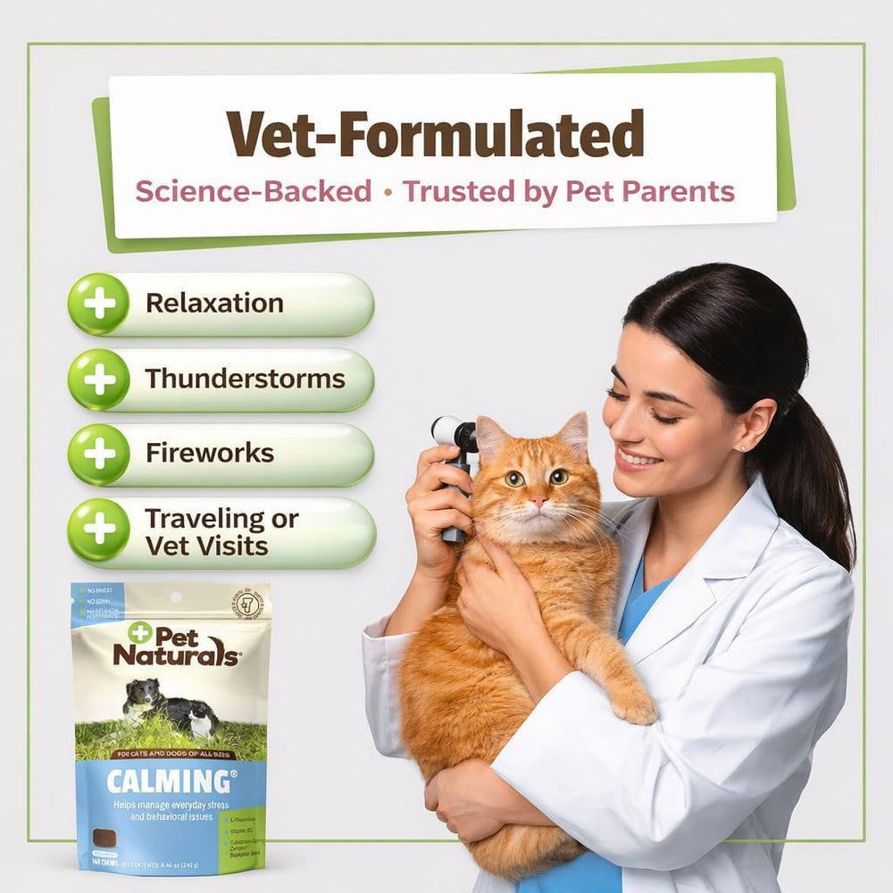 Pet Naturals Calming Chews cat treats close-up showing chicken flavor appeal.
