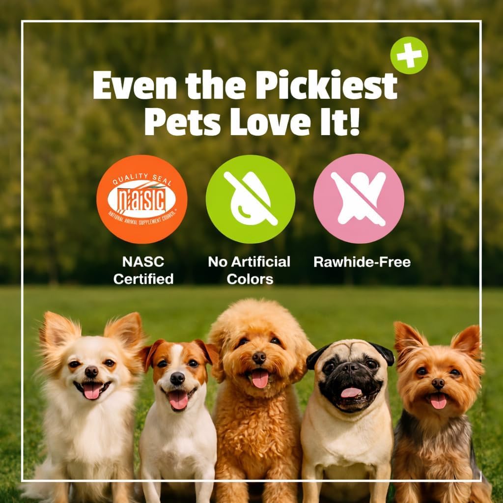 Pet Naturals Calming Chews USA-made packaging and quality seal.