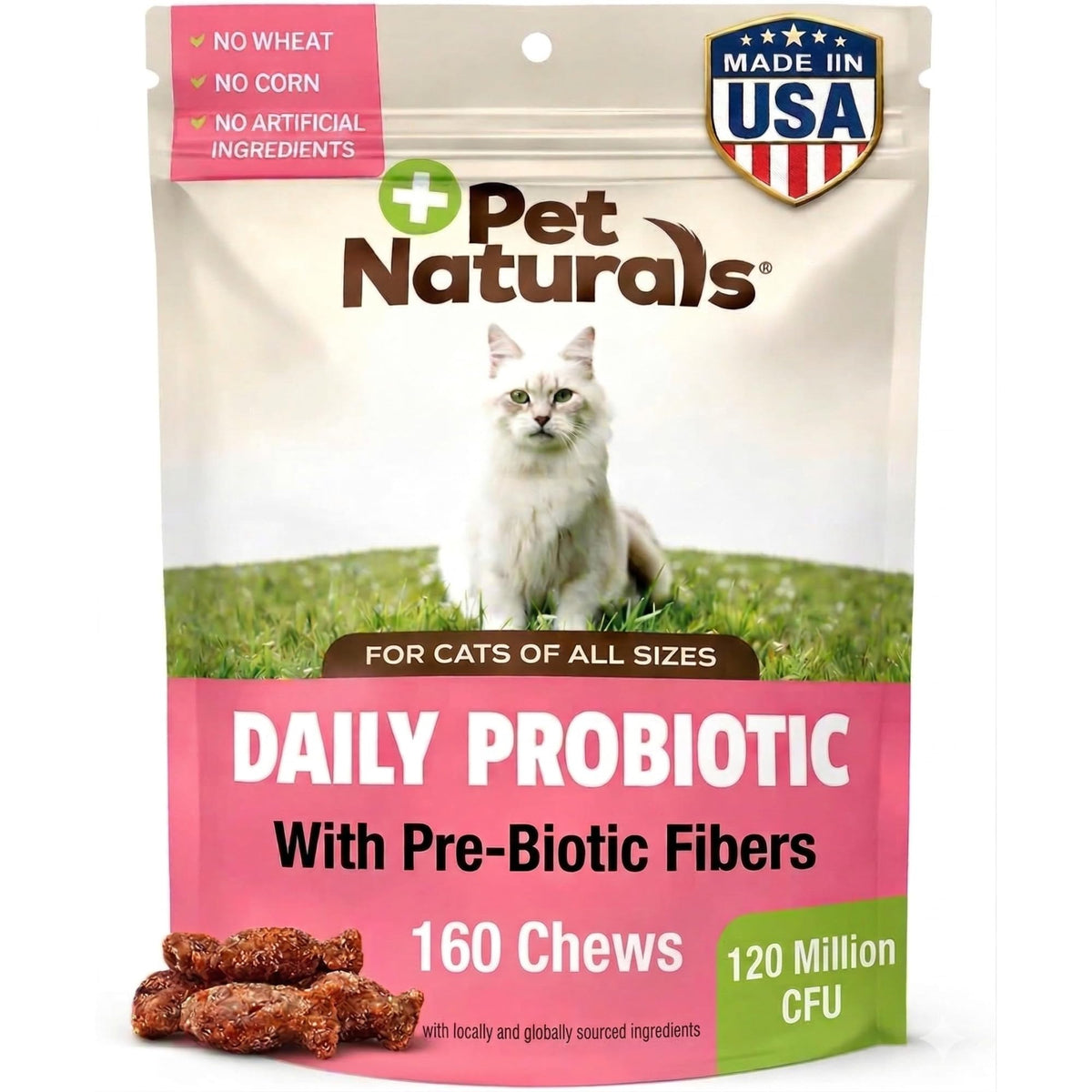 Pet Naturals Daily Probiotic Soft Chews for Cats in a bowl to support digestive balance