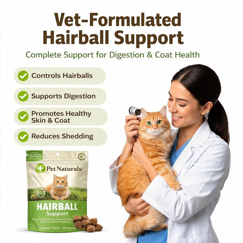 Cat enjoying Pet Naturals Hairball Soft Chews as a tasty treat