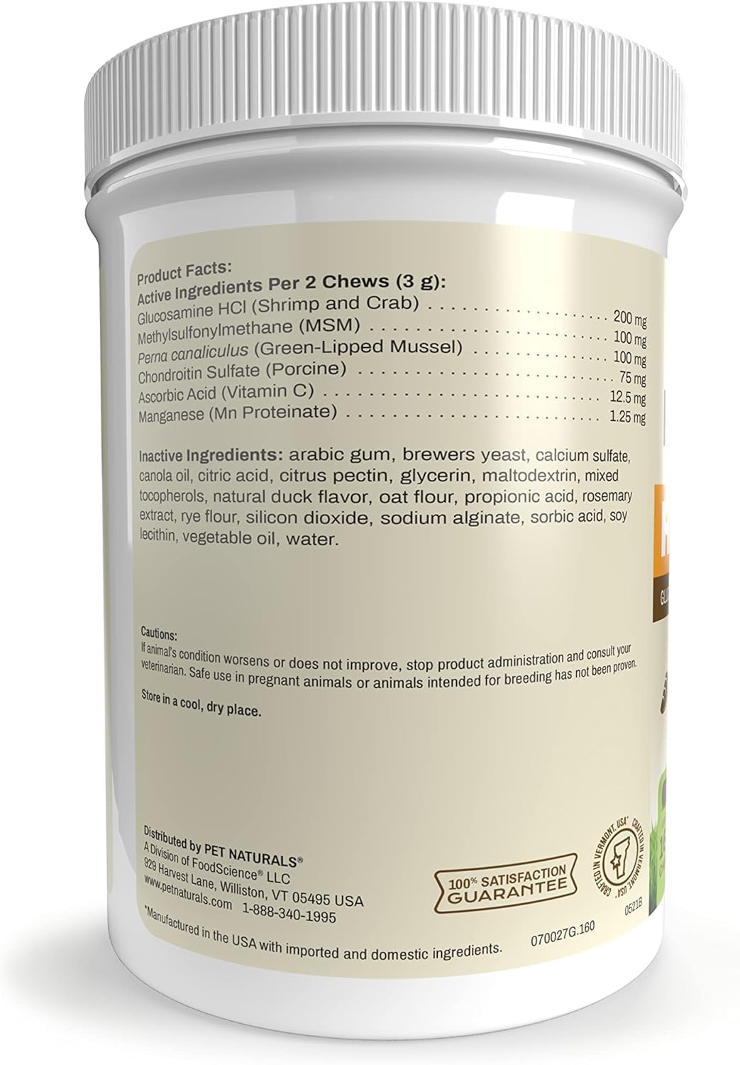 Label highlights 160 chews and USA-made quality