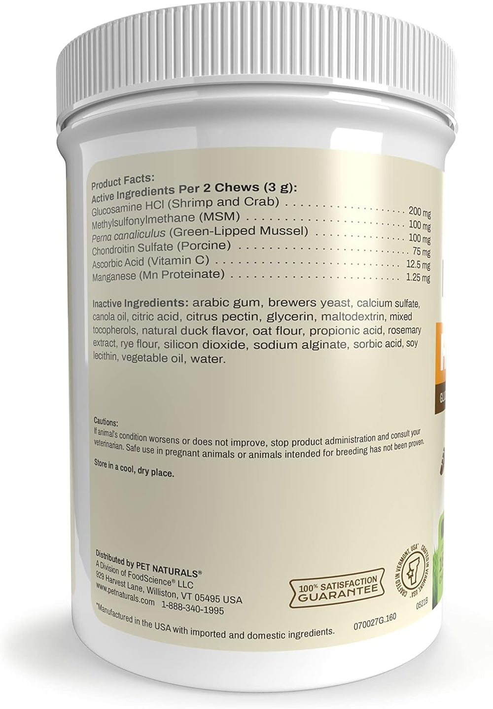Label highlights 160 chews and USA-made quality