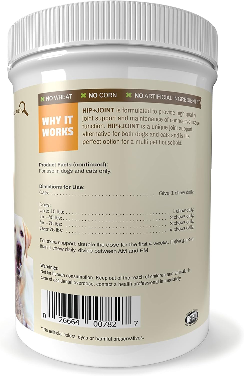 Multi-pet households can use Pet Naturals Hip + Joint daily