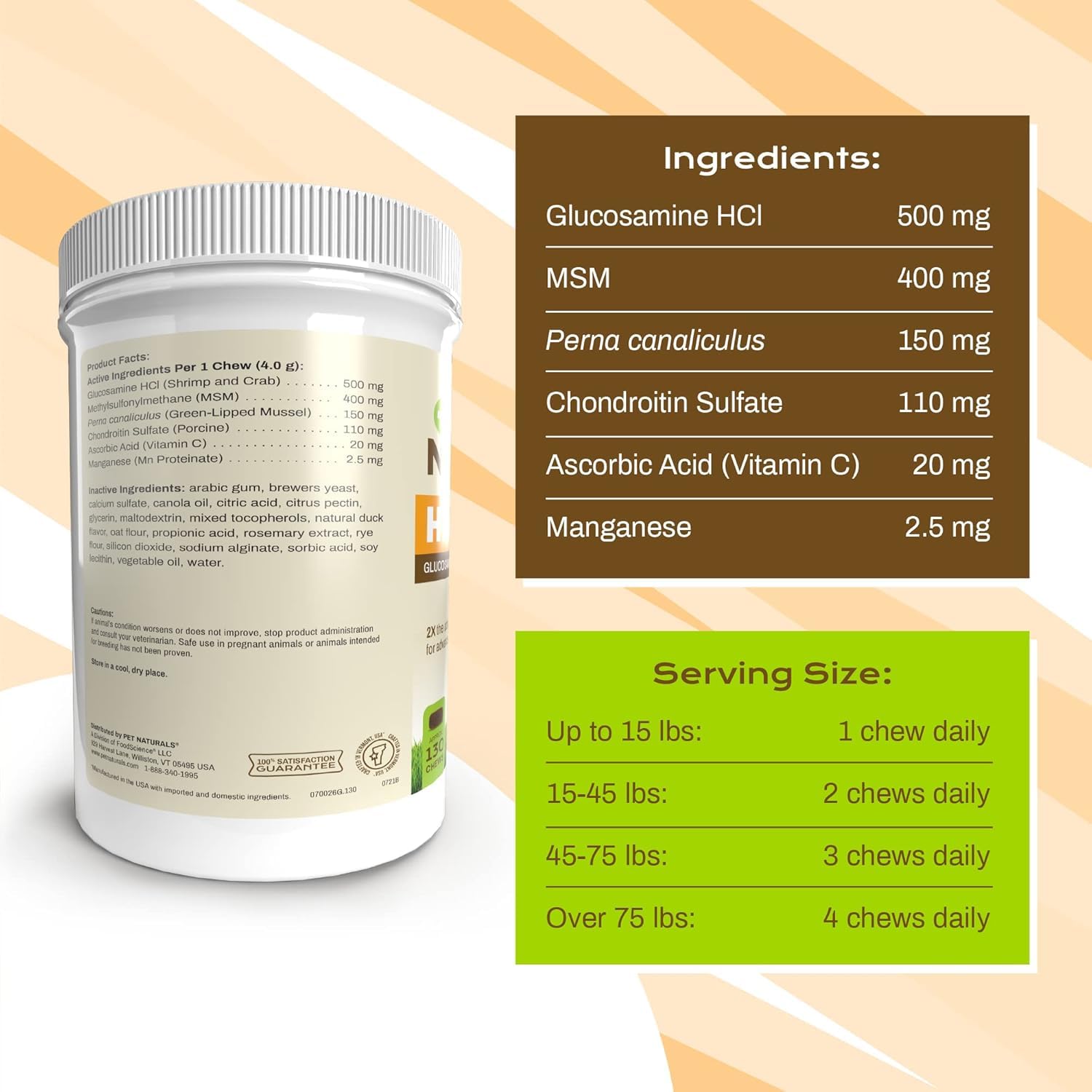 Front view of Pet Naturals Hip + Joint Pro bottle label for easy identification