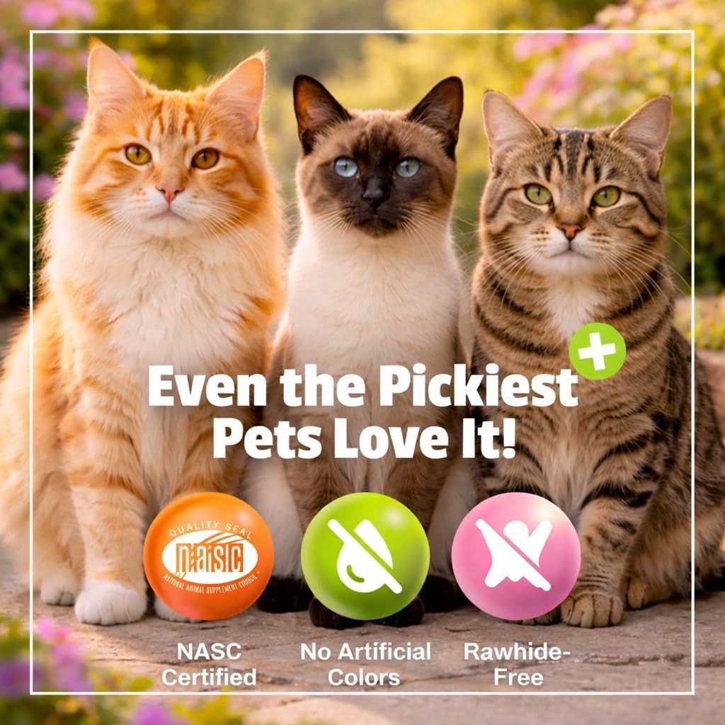 Pet Naturals Lysine Soft Chews are USA-made with high-quality ingredients.