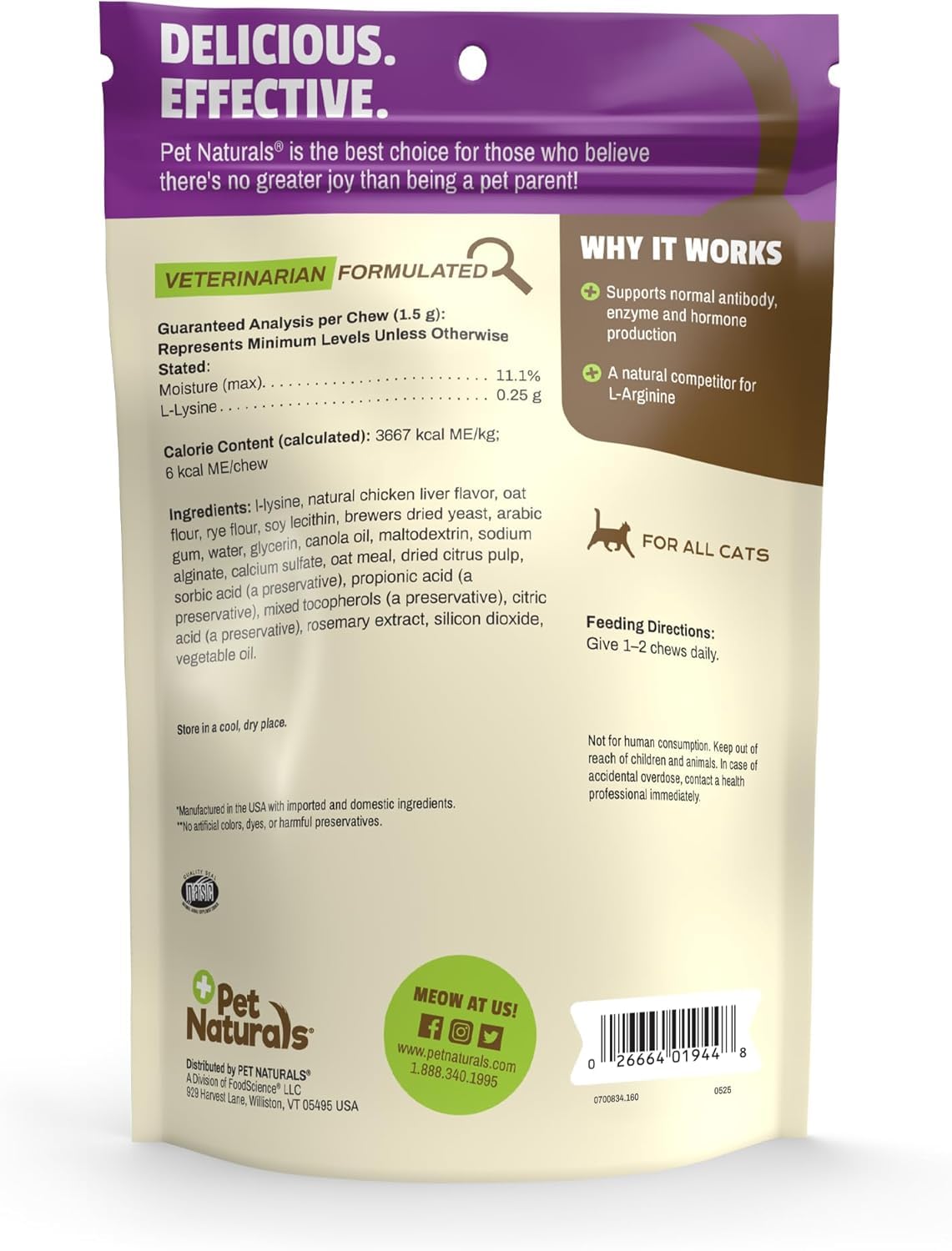 Pet Naturals Lysine Soft Chews are vet formulated for reliable daily use.