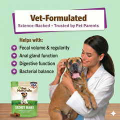 Pet Naturals Scoot Bars ingredients close-up showing pumpkin powder and larch extract
