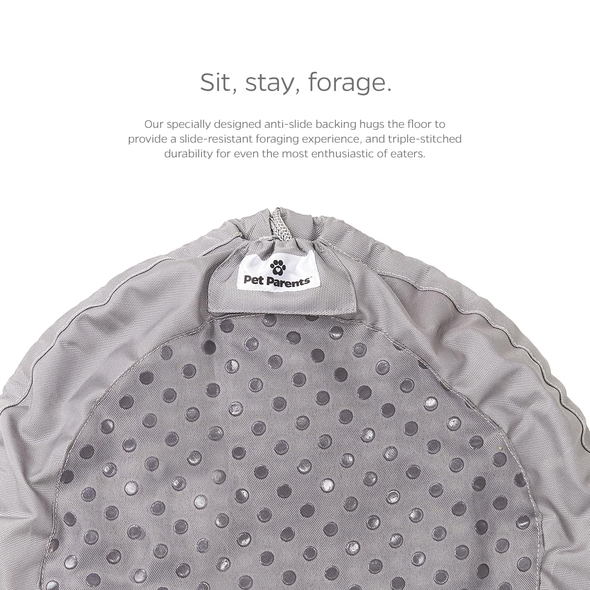 Pet Parents Forager Bowl modern-grey finish reads as a stylish food puzzle centerpiece.