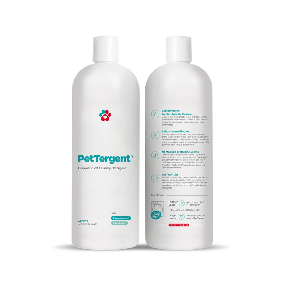 Bottle on clean laundry demonstrating versatile pet laundry use.