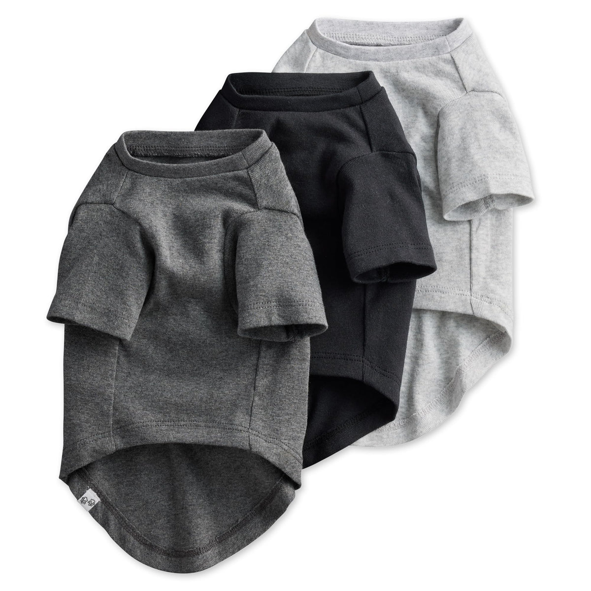 Pet Passion Toby 3-Pack organic cotton tee in gray ombre, soft daily wear for dogs.