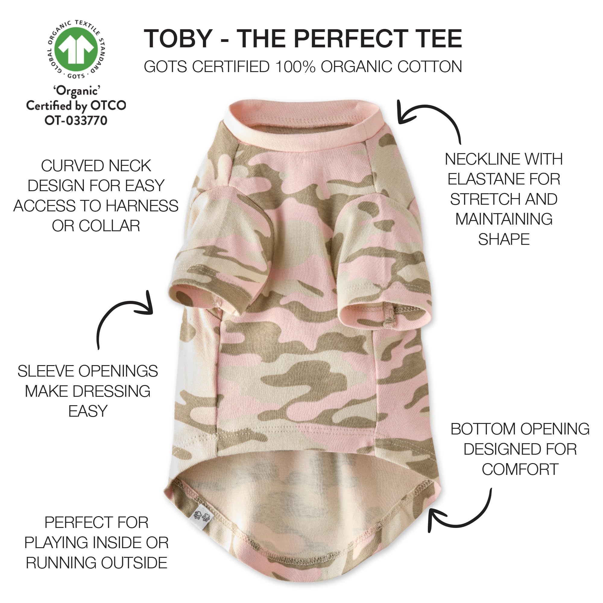 Pet Passion Toby organic cotton tees, breathable fabric for all seasons.