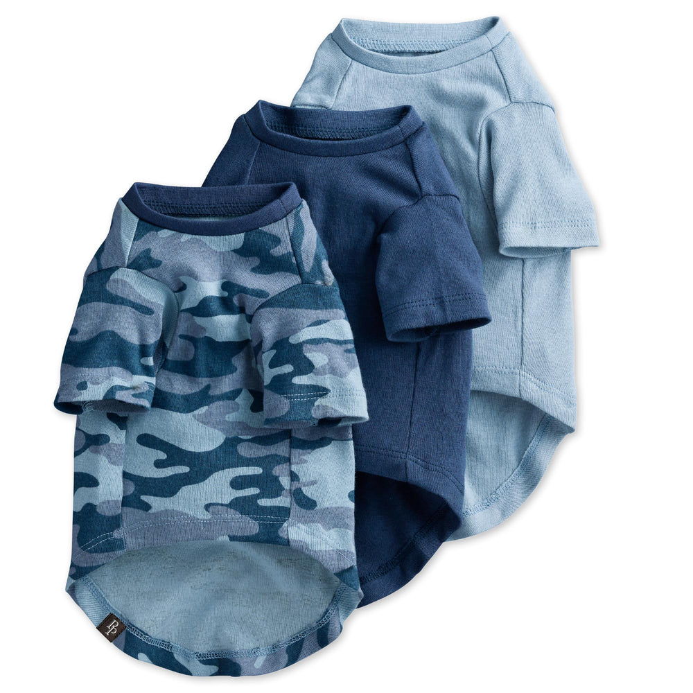 Pet Passion Toby II navy camo tee pack offers soft organic cotton comfort.