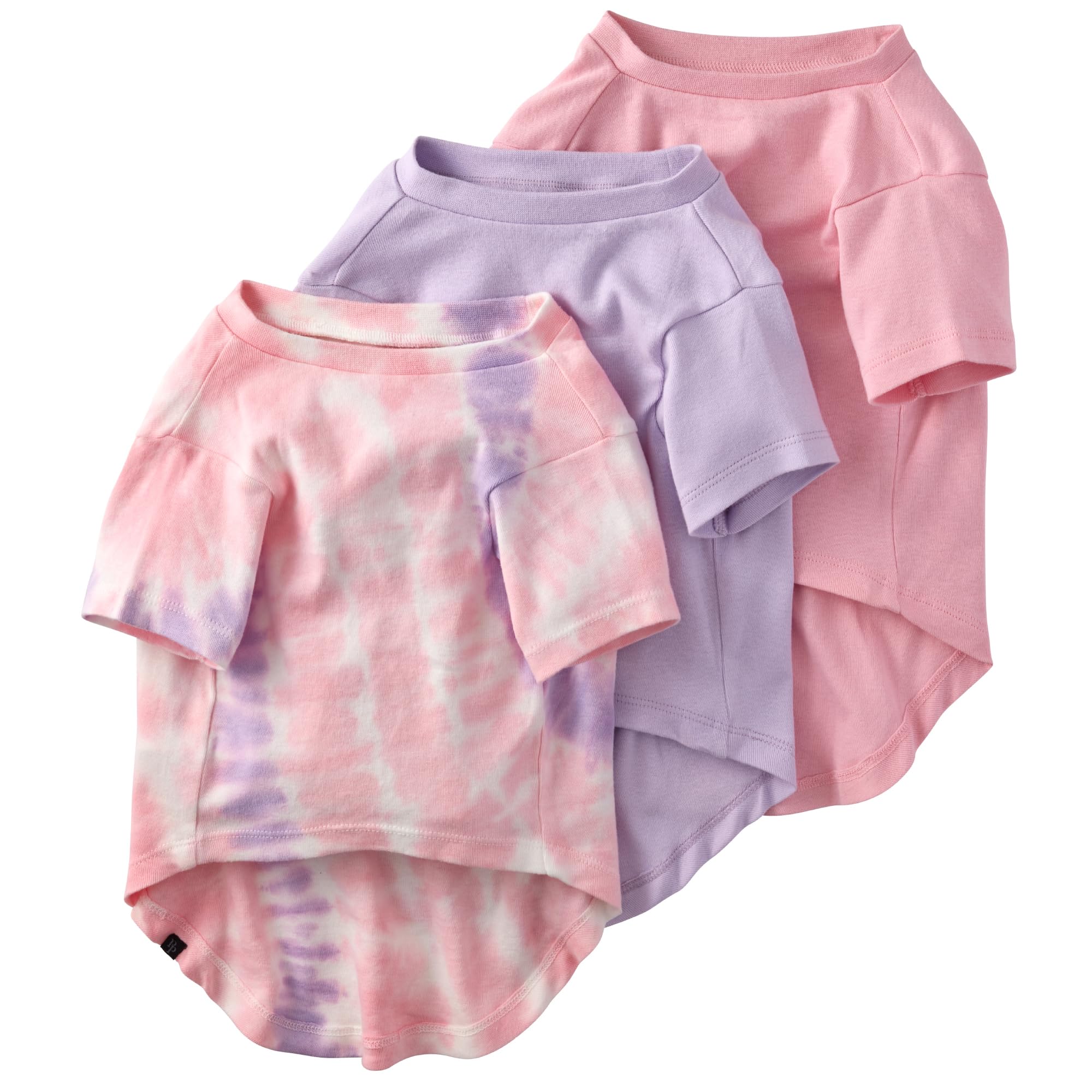 Pet Passion Toby II pink tie-dye tee, front view, breathable organic cotton.