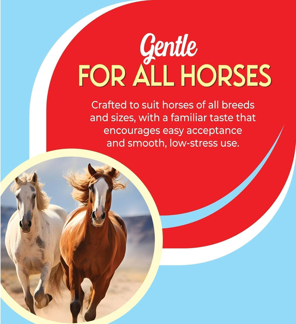 Pet Pharma calibrated syringe aids controlled administration of horse paste.
