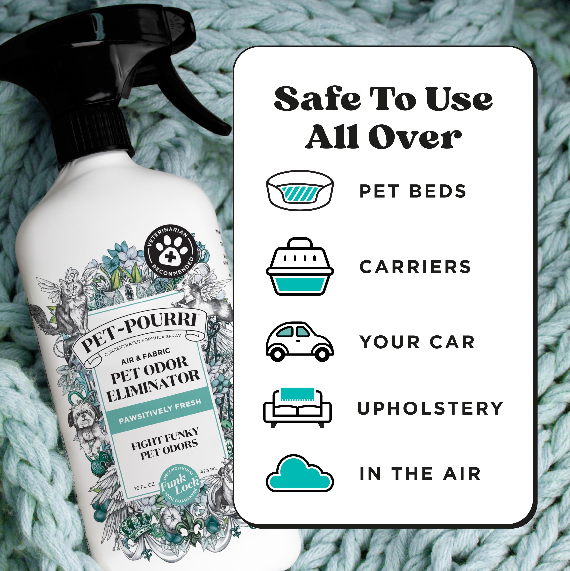 Pet-Pourri mist in a room to improve air freshness quickly.