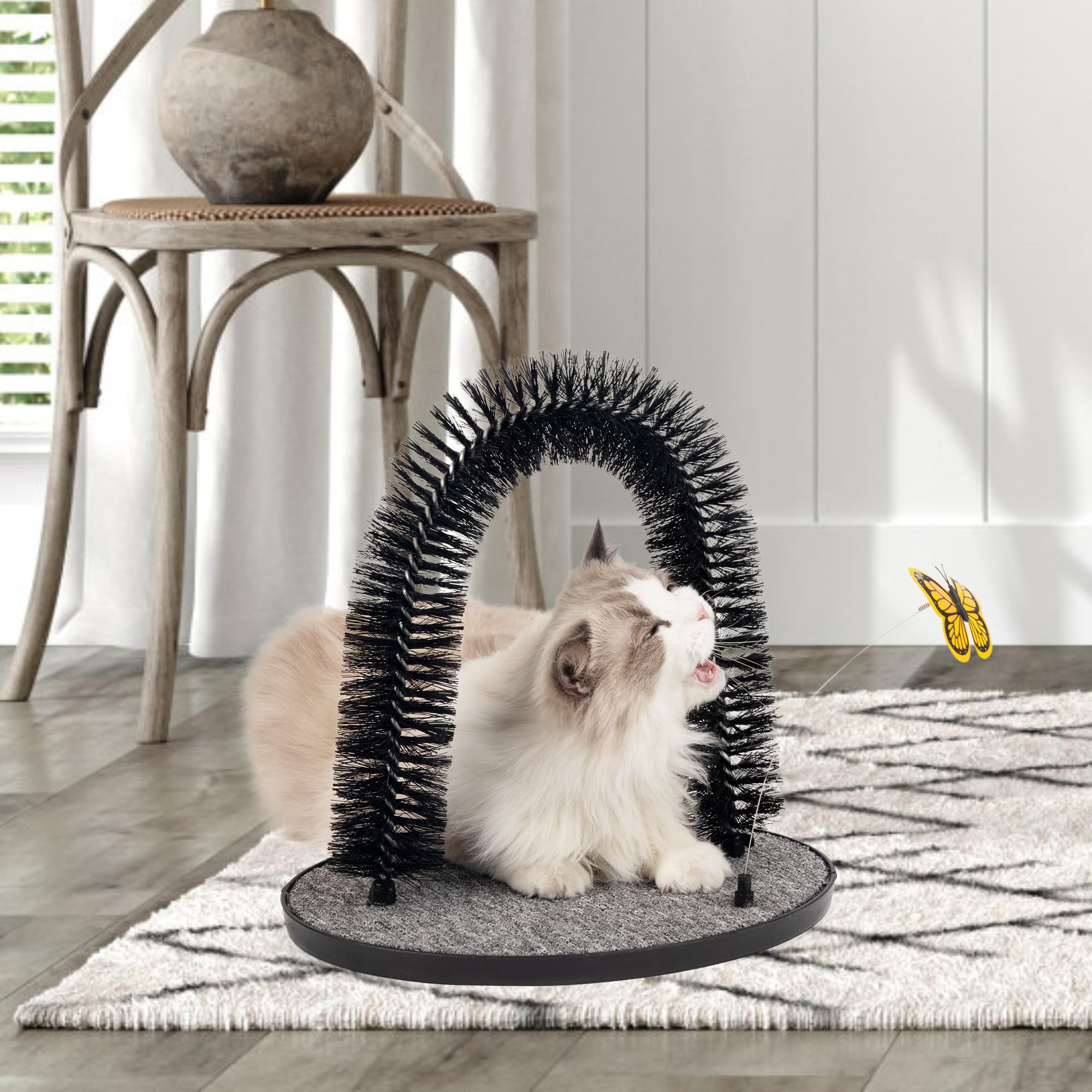 Pet Prime 2in1 cat arch self groomer in action with cat using arch
