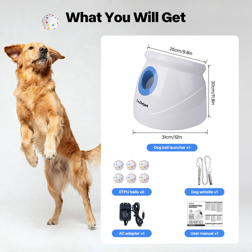 Pet Prime launcher included AC adapter and dog whistle.