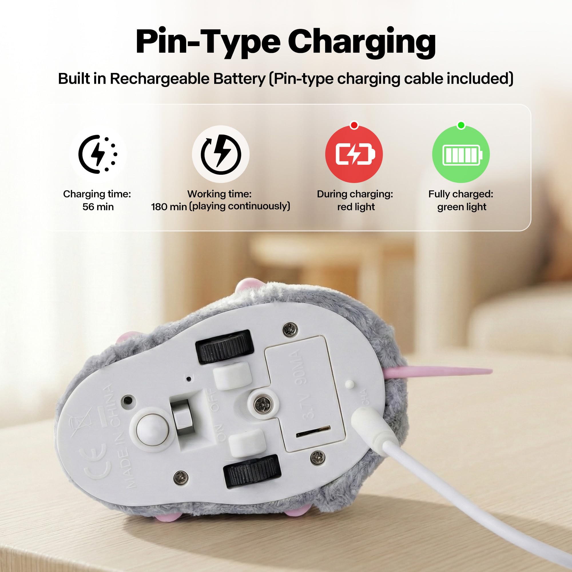 Pet Prime cat mouse toy rechargeable battery for extended playtime