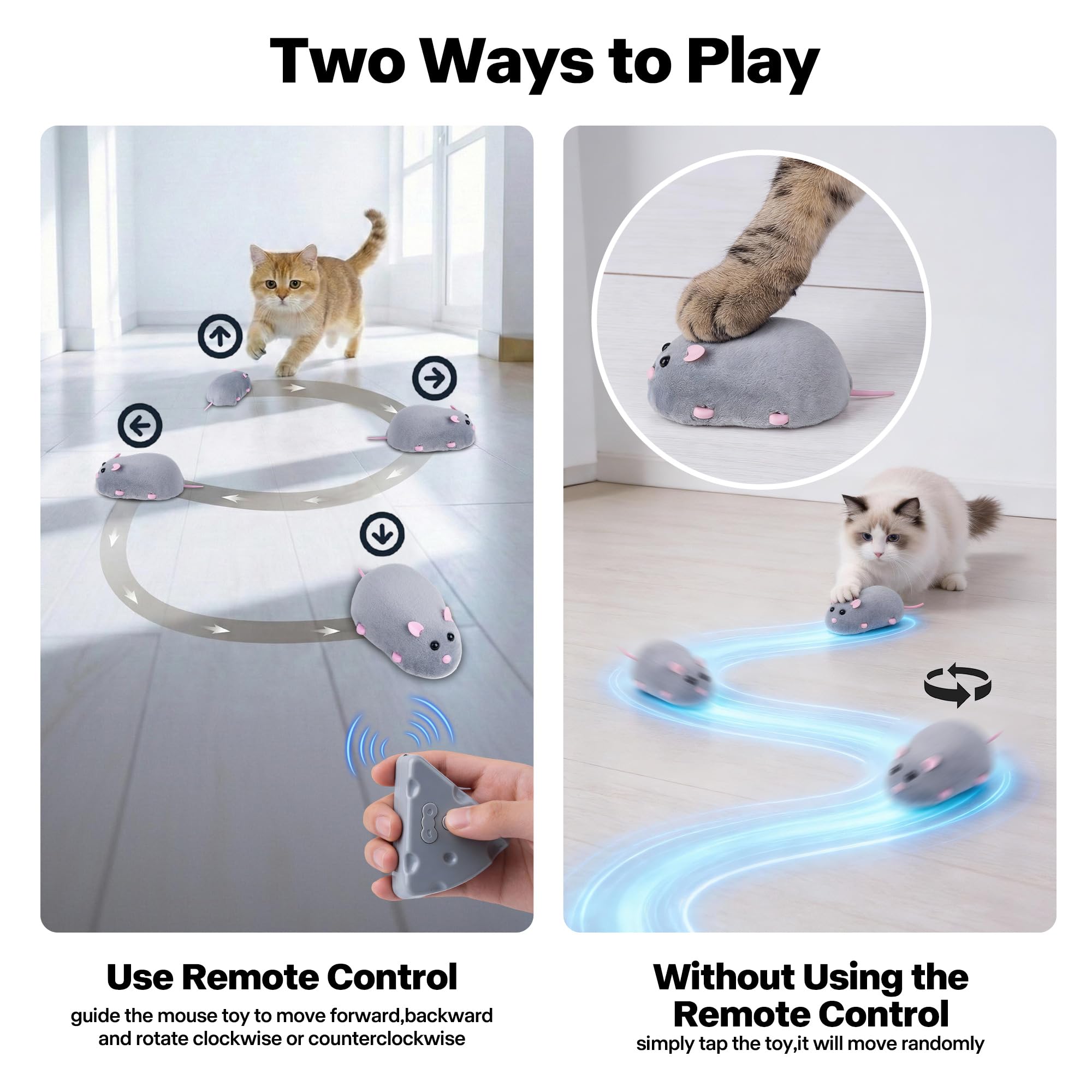 Pet Prime cat mouse toy soft flocking surface feels realistic during playful chases