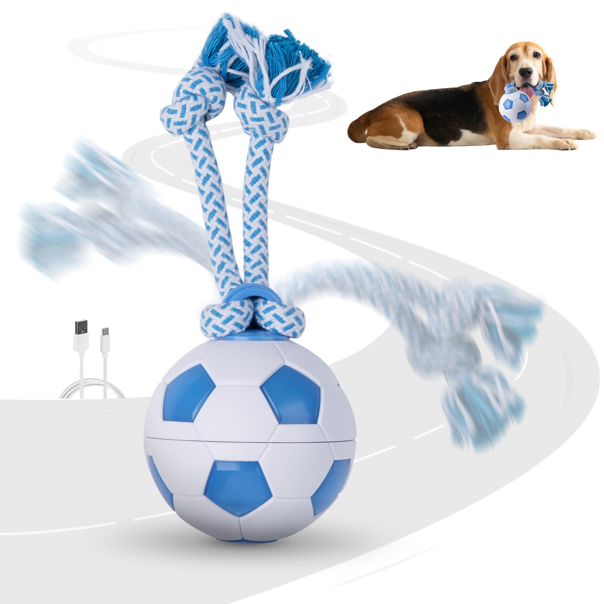 Pet Prime interactive ball toy with rope and lights boosts active engagement for dogs.