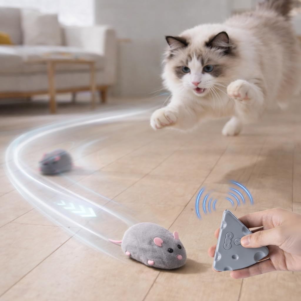 Pet Prime Interactive Cat Mouse Toy remote control for precise guided play sessions with indoor cats