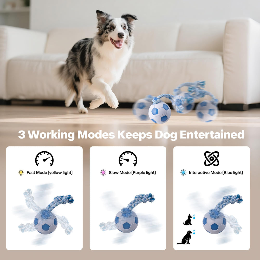 Pet Prime self-moving ball recharges quickly for extended play sessions.