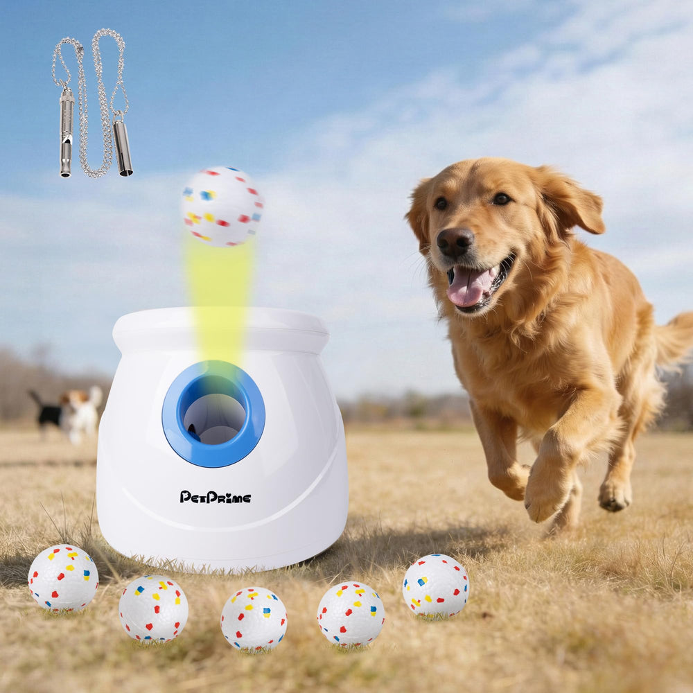 Pet Prime Upgraded Ball Launcher for large dogs in outdoor play.