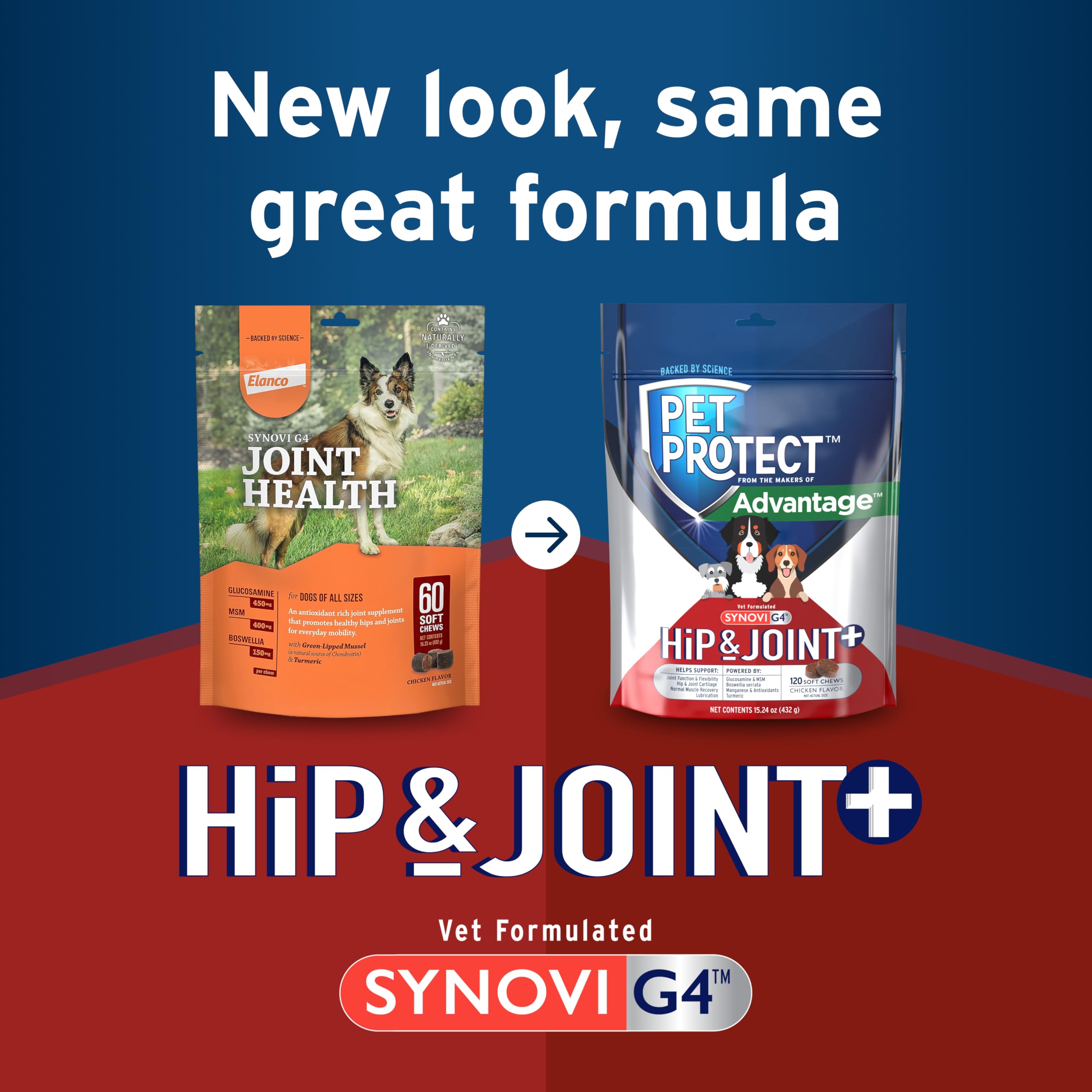 Pet Protect Hip & Joint+ chicken-flavored chew close-up for easy administration.