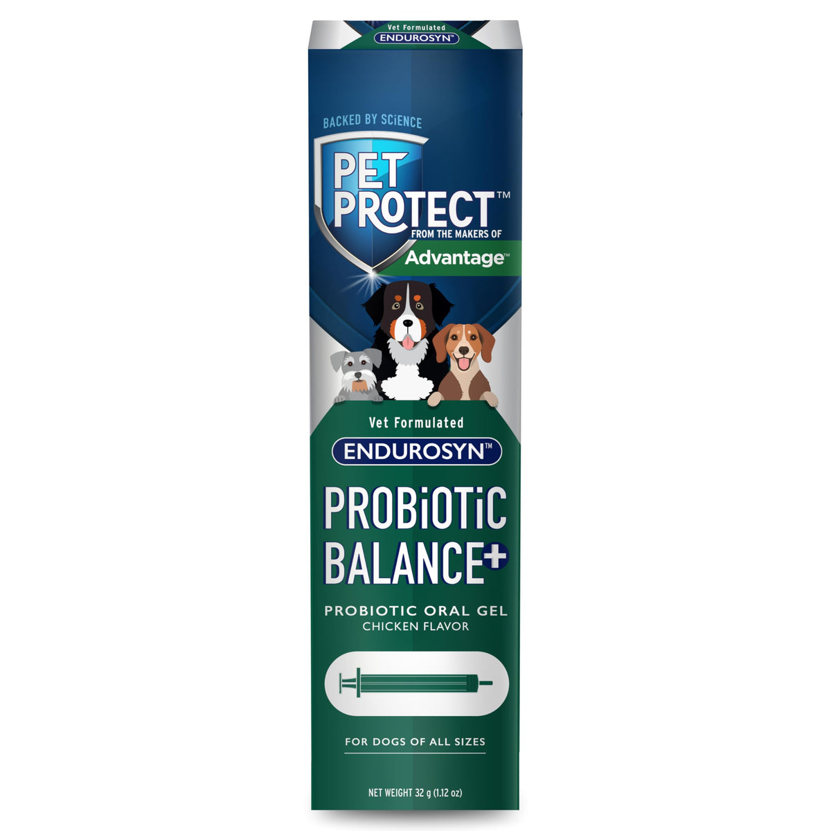 Pet Protect Probiotic Balance+ bottle pouring for easy dosing.