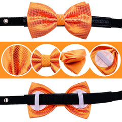PET SHOW elastic-back bowtie fits 3.5–4 cm collars for easy use.