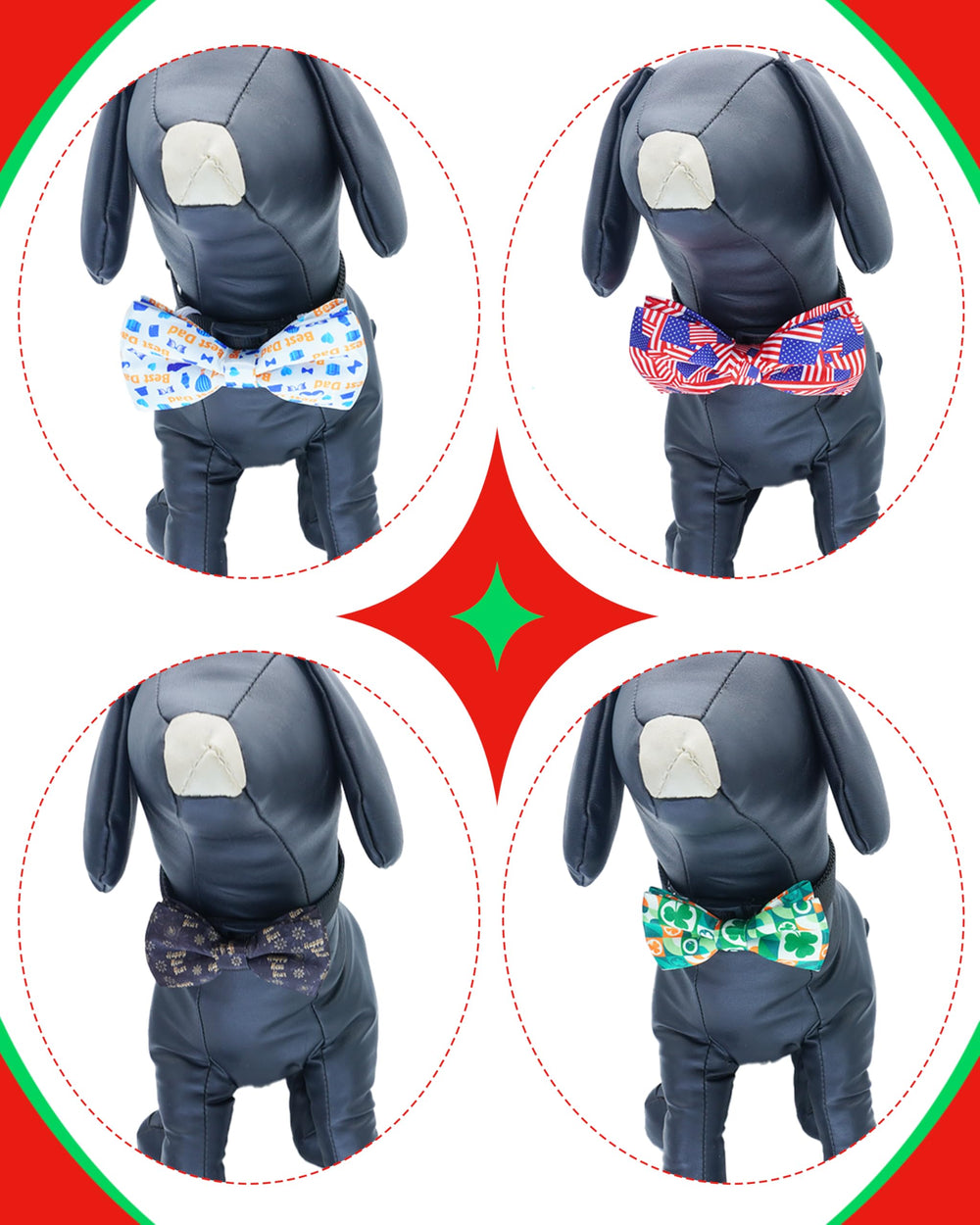 PET SHOW M/L size bowties fit larger dogs for stylish appeal