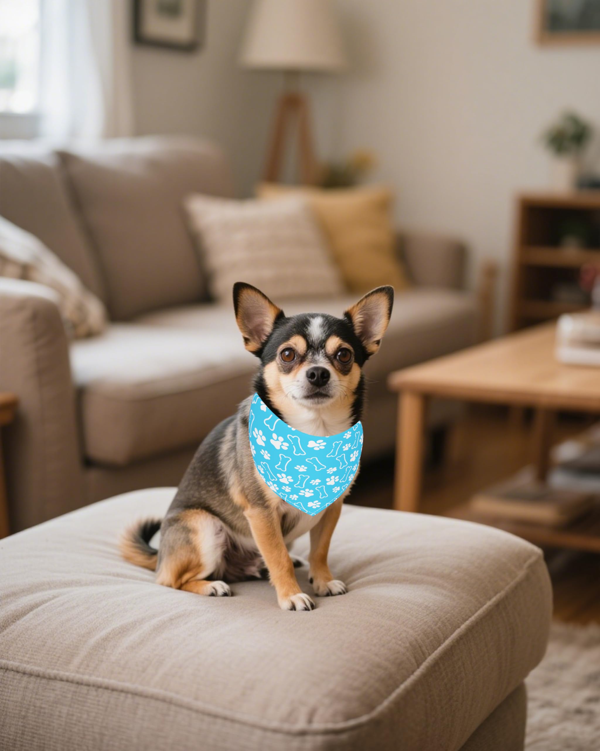 PET SHOW paw-pattern bandana is easy to wash and reuse.