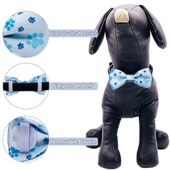 PET SHOW paw pattern bow tie in black offers chic style for events and photo sessions.
