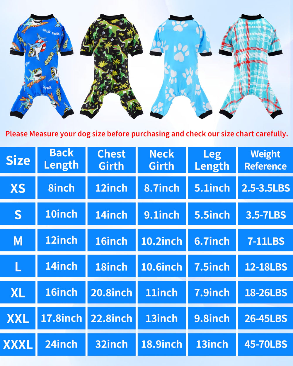 PET SHOW shark-pattern pajamas for dogs, bold blue design for large breeds