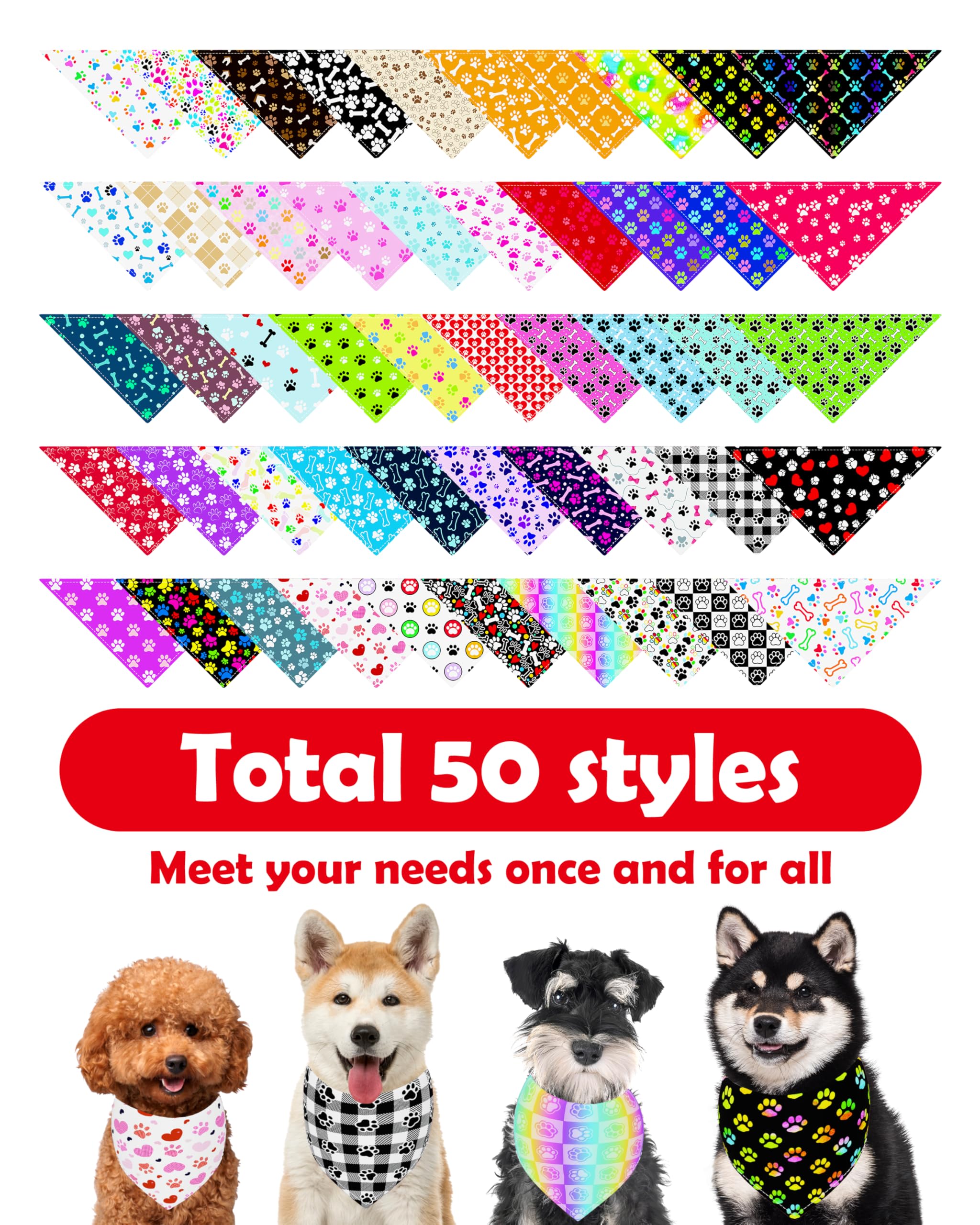 PET SHOW washable polyester bandana close-up shows soft, durable fabric.