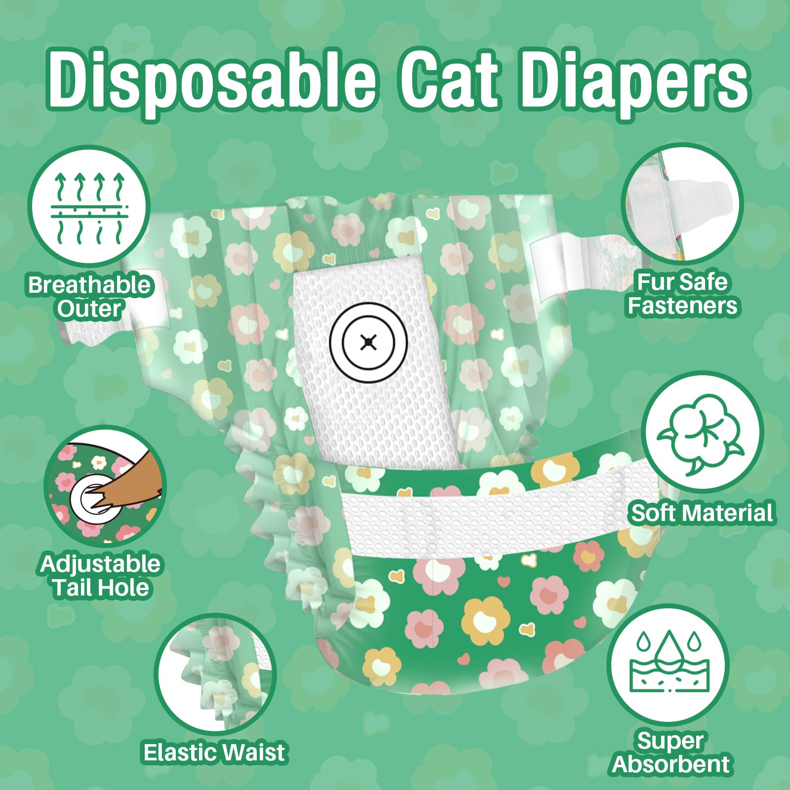Pet Soft diapers feature ultra-absorbent core for quick urine absorption and comfort.