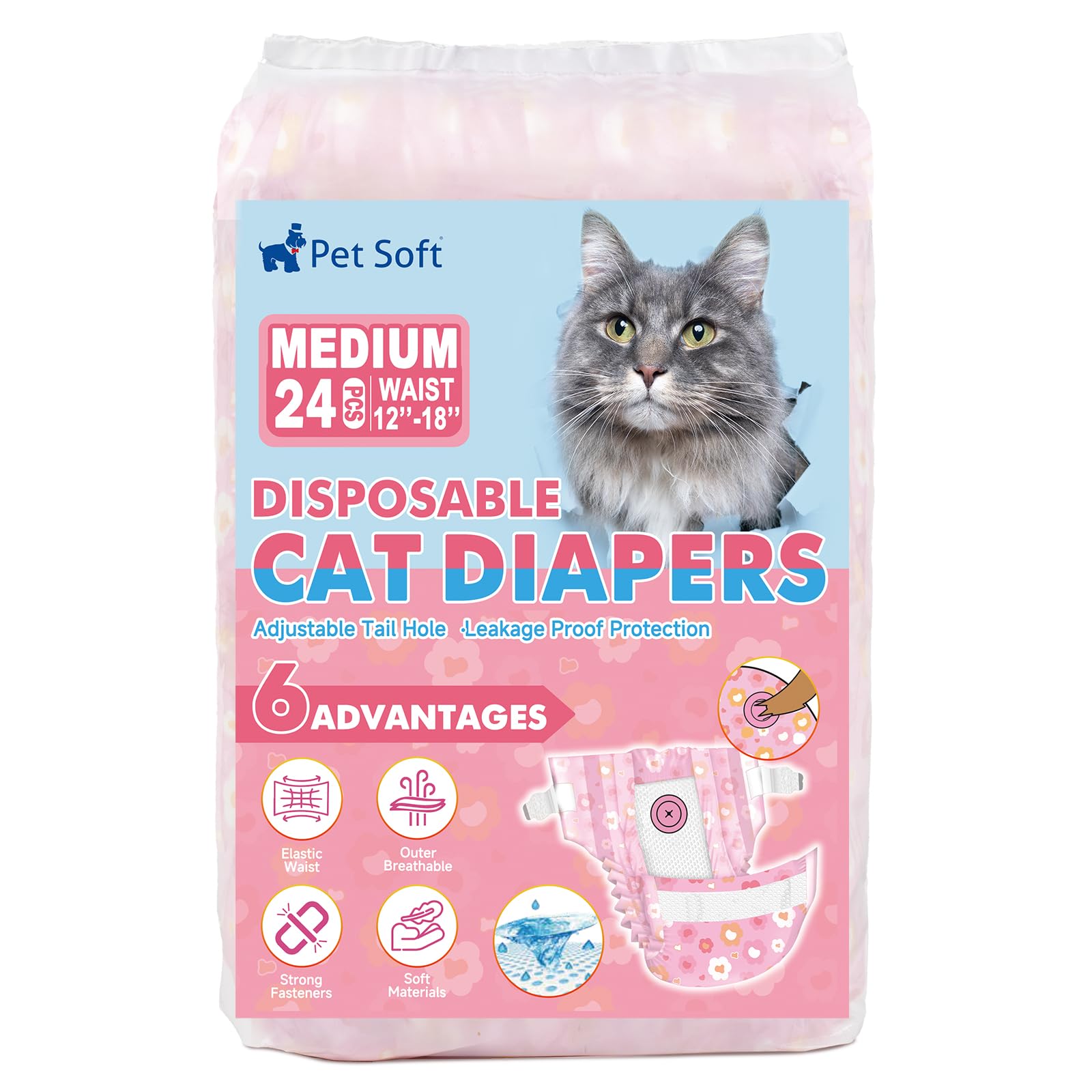 Pet Soft secure fit design helps prevent leaks during daily activity.