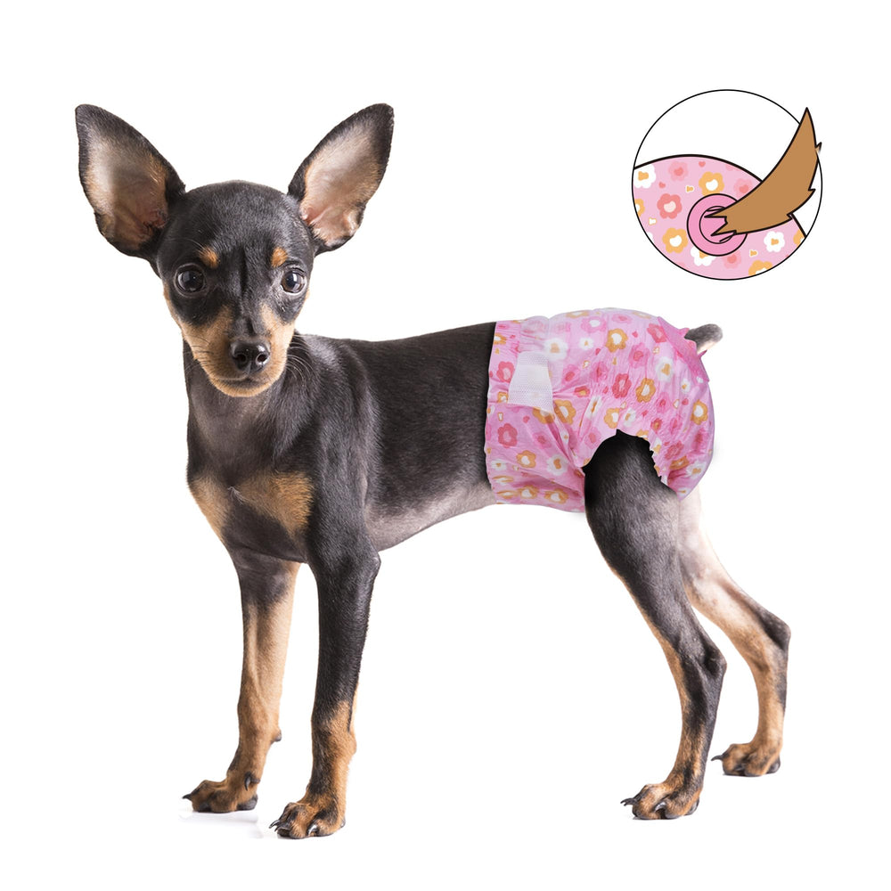 Pet Soft pink-patterned female dog diapers detail for design and fit